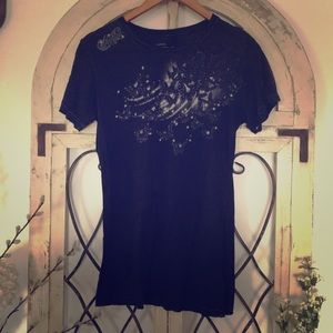 Sinful Tops - Black Distressed Sinful Tee Sinful Tops - Black Distressed Sinful Tee